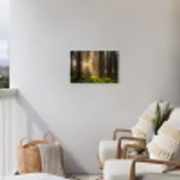 Bos - Gras - Zonlicht Tuinposter op houten frame 2 cm dik klein -sfeer1