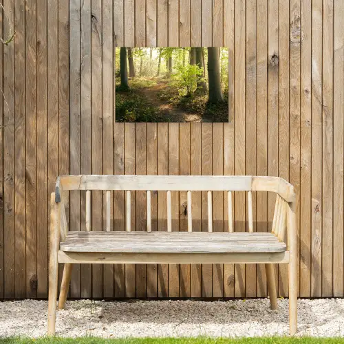 Bospad bij zonsopgang Tuinposter op houten frame 2 cm dik klein -sfeer4