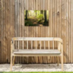 Bospad bij zonsopgang Tuinposter op houten frame 2 cm dik klein -sfeer4