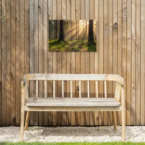 Bos - Zonlicht - Gras Tuinposter op houten frame 2 cm dik klein -sfeer4