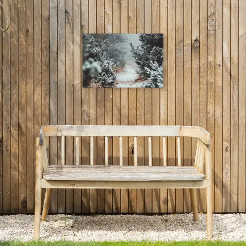 Bos - Winter - Bomen - Natuur - Pad - Sneeuw Tuinposter op houten frame 2 cm dik klein -sfeer4