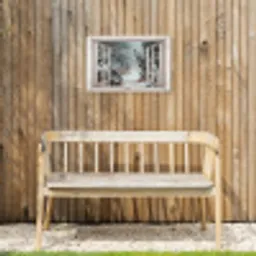 Bos - Winter - Bomen - Natuur - Pad - Doorkijk - Wit Tuinposter op houten frame 2 cm dik klein -sfeer4