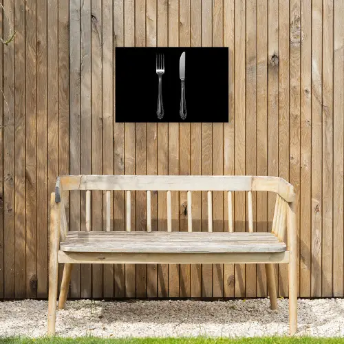 Vork - Mes - Zilver Tuinposter op houten frame 2 cm dik klein -sfeer4