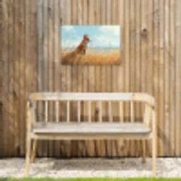 Vos - Gras - Wolken - Oranje Tuinposter op houten frame 2 cm dik klein -sfeer4