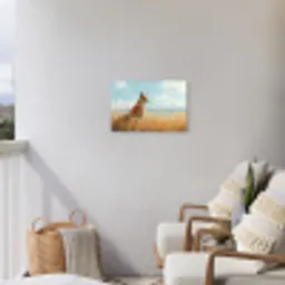 Vos - Gras - Wolken - Oranje Tuinposter op houten frame 2 cm dik klein -sfeer1