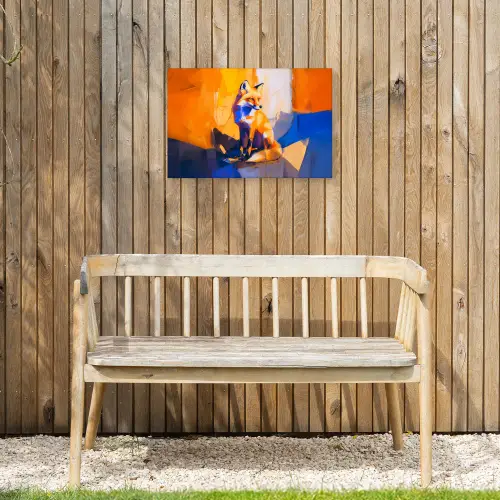 Vos - Oranje - Vormen - Abstract Tuinposter op houten frame 2 cm dik klein -sfeer4