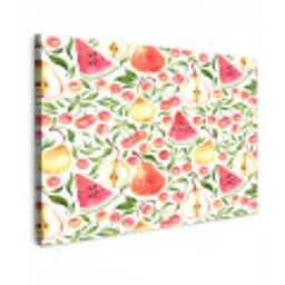 Fruit - Watermeloen - Kersen - Peer Tuinposter op houten frame 2 cm dik klein 845 -3d
