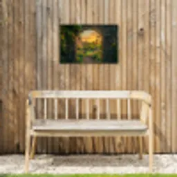 Poort - Planten - Zonsondergang Tuinposter op houten frame 2 cm dik klein -sfeer4