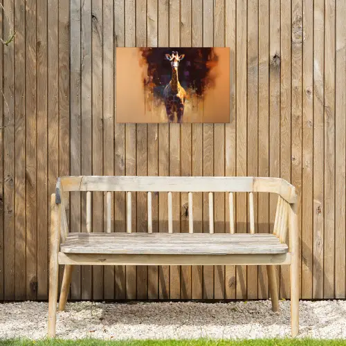 Giraf - Bruin - Abstract - Geschilderd Tuinposter op houten frame 2 cm dik klein -sfeer4