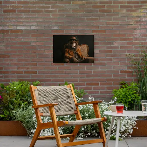 Bril - Leeuw - Bank - Hoed Tuinposter op houten frame 2 cm dik klein -sfeer3
