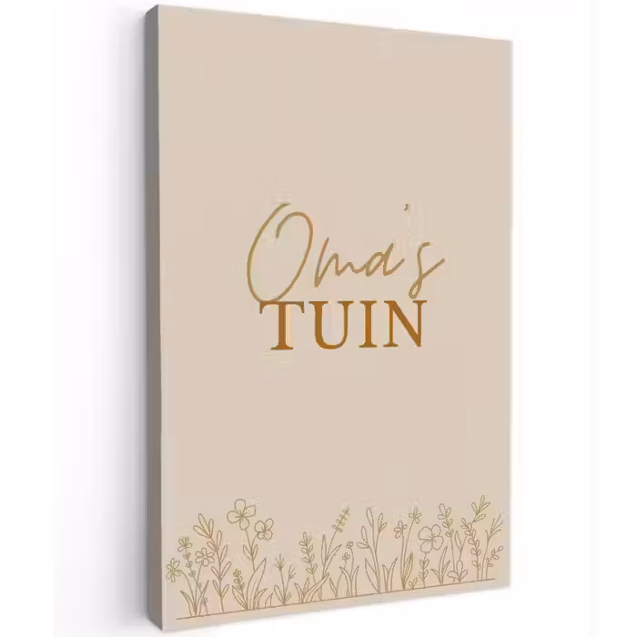Oma's Tuin met bloemen Tuinposter op houten frame 2 cm dik klein -3d