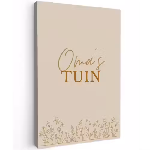 Oma's Tuin met bloemen Tuinposter op houten frame 2 cm dik klein -3d