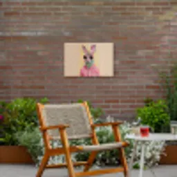 Grijs - Konijn - Blouse - Strik Tuinposter op houten frame 2 cm dik klein -sfeer3