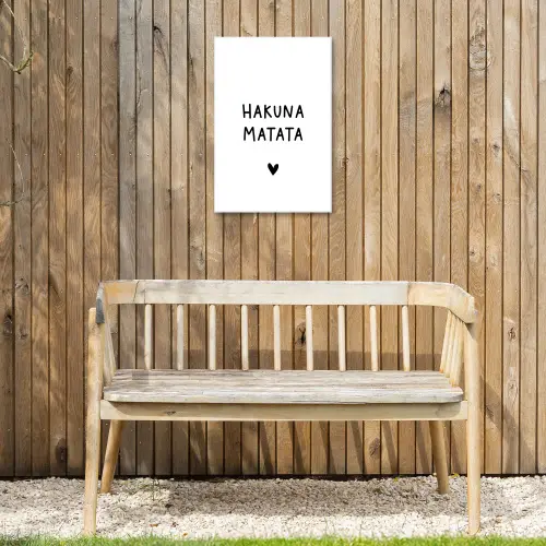 Hakuna matata - Quotes - Spreuken Tuinposter op houten frame 2 cm dik klein -sfeer4