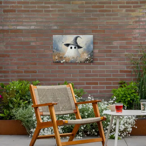 Halloween - Spook - Heksenhoed - Abstract - Grijs Tuinposter op houten frame 2 cm dik klein -sfeer3