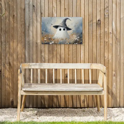 Halloween - Spook - Heksenhoed - Abstract - Grijs Tuinposter op houten frame 2 cm dik klein -sfeer4