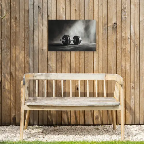Halter - Gewichten - Zwart Tuinposter op houten frame 2 cm dik klein -sfeer4
