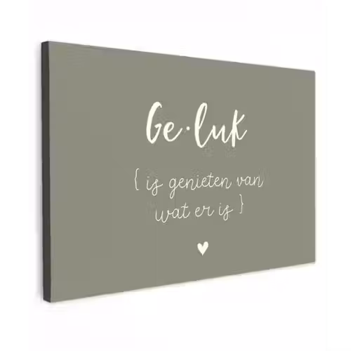 Geluk is genieten van wat er is - Quotes - Geluk definitie - Tekst - Woordenboek Tuinposter op houten frame 2 cm dik klein -3d
