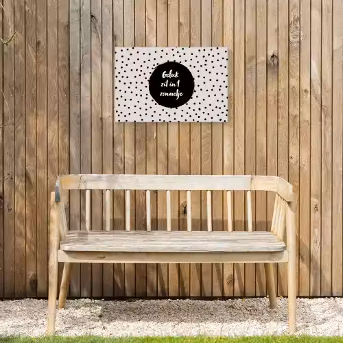 Geluk zit in 't zonnetje - Quotes - Tekst - Zomer Tuinposter op houten frame 2 cm dik klein -sfeer4