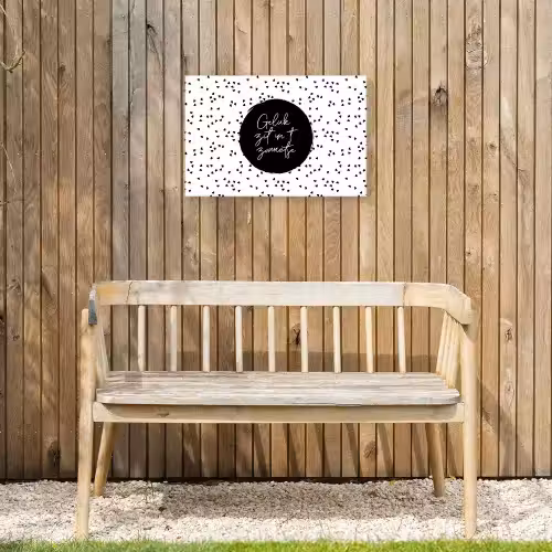 Geluk zit in 't zonnetje - Quotes - Tekst - Zon - Zomer Tuinposter op houten frame 2 cm dik klein -sfeer4