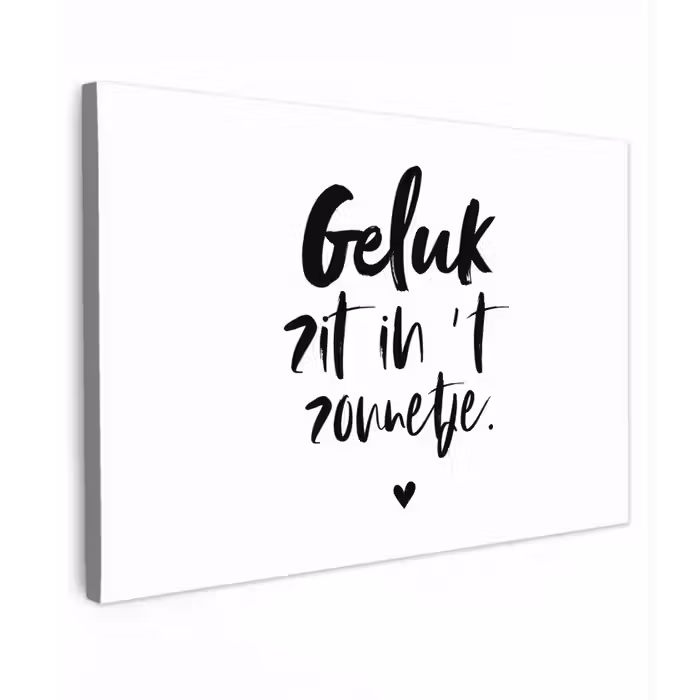Geluk zit in 't zonnetje - Tekst - Zomer - Quotes Tuinposter op houten frame 2 cm dik klein -3d