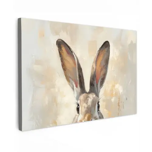 Haas - Oren - Bruin Tuinposter op houten frame 2 cm dik klein -3d