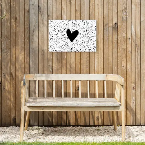 Hartje - Design - Wit Tuinposter op houten frame 2 cm dik klein -sfeer4