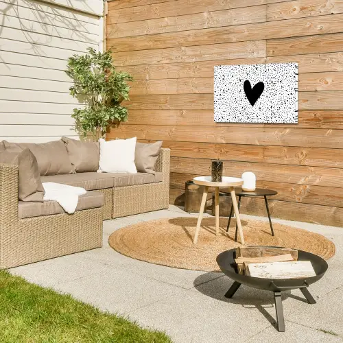 Hartje - Design - Wit Tuinposter op houten frame 2 cm dik klein -sfeer2