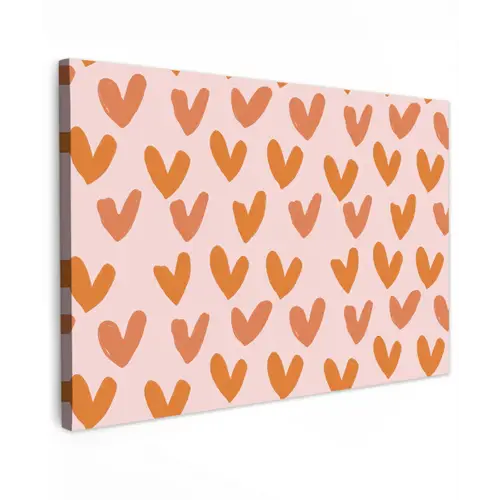 Hartjes - Getekend - Oranje Tuinposter op houten frame 2 cm dik klein 845 -3d