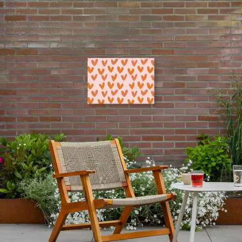 Hartjes - Getekend - Oranje Tuinposter op houten frame 2 cm dik klein 845 -sfeer3