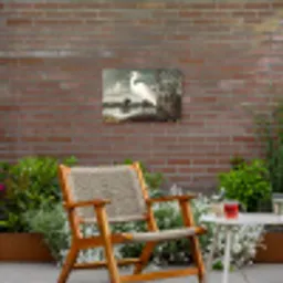 Reiger - Planten - Wolken - Wit Tuinposter op houten frame 2 cm dik klein -sfeer3