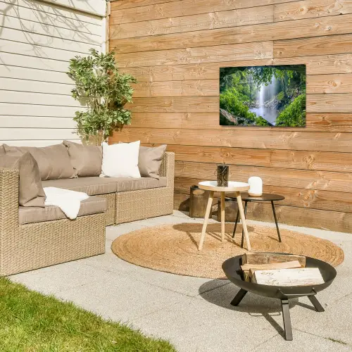 Verborgen Waterval Tuinposter op houten frame 2 cm dik klein -sfeer2