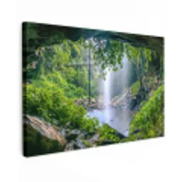 Verborgen Waterval Tuinposter op houten frame 2 cm dik klein -3d