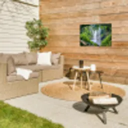 Verborgen Waterval Tuinposter op houten frame 2 cm dik klein -sfeer2