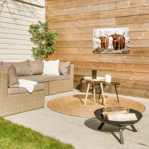 Hooglanders in de Winter Tuinposter op houten frame 2 cm dik klein -sfeer2