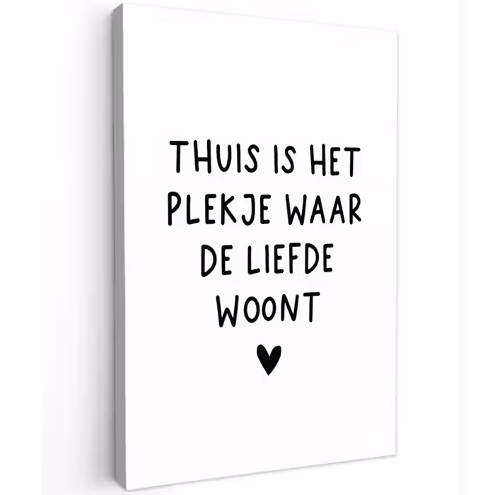 Thuis is het plekje waar de liefde woont - Spreuken - Quotes Tuinposter op houten frame 2 cm dik klein -3d