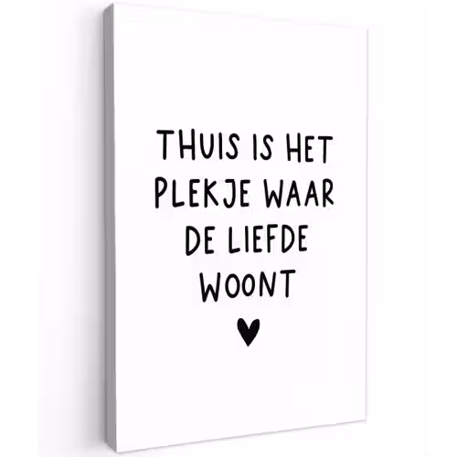 Thuis is het plekje waar de liefde woont - Spreuken - Quotes Tuinposter op houten frame 2 cm dik klein -3d