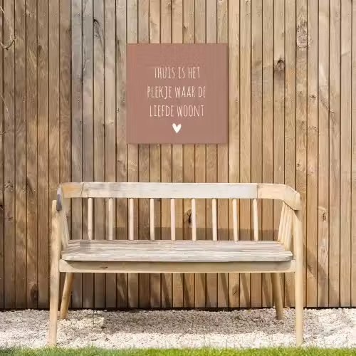 Thuis is het plekje waar de liefde woont - Quotes - Spreuken Tuinposter op houten frame 2 cm dik klein -sfeer4