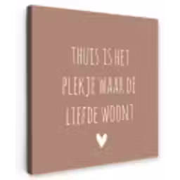 Thuis is het plekje waar de liefde woont - Quotes - Spreuken Tuinposter op houten frame 2 cm dik klein -3d