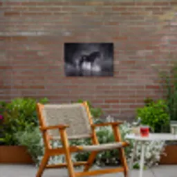 Paard - Magisch - Zwart Tuinposter op houten frame 2 cm dik klein -sfeer3