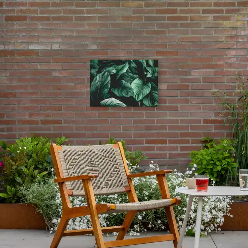 Intrigerende Bladpatronen Tuinposter op houten frame 2 cm dik klein -sfeer3