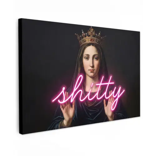 Ironisch - Tekst - Neon Tuinposter op houten frame 2 cm dik klein -3d
