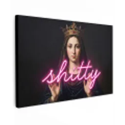 Ironisch - Tekst - Neon Tuinposter op houten frame 2 cm dik klein -3d