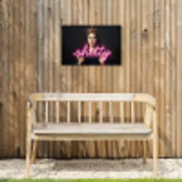 Ironisch - Tekst - Neon Tuinposter op houten frame 2 cm dik klein -sfeer4