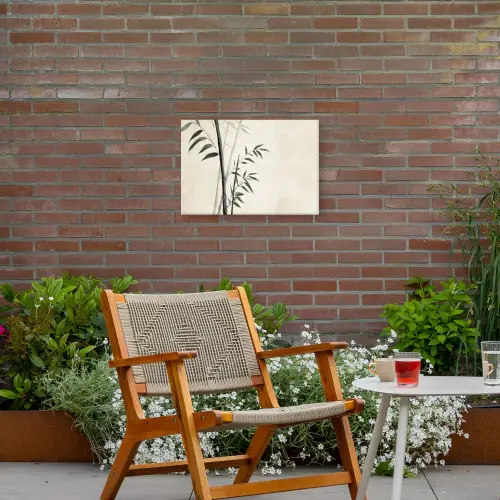 Japandi - Bamboe - Beige Tuinposter op houten frame 2 cm dik klein -sfeer3