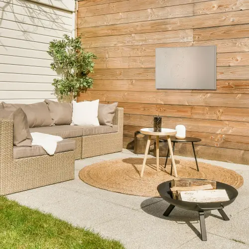 Japandi - Beige - Modern Tuinposter op houten frame 2 cm dik klein -sfeer2