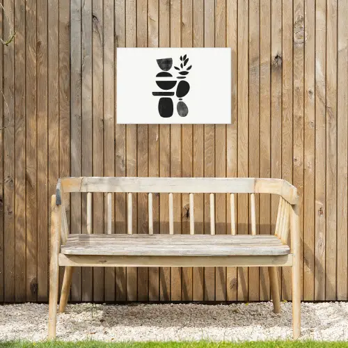 Japandi - Zwart - Abstract Tuinposter op houten frame 2 cm dik klein -sfeer4