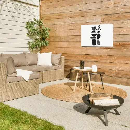 Japandi - Zwart - Abstract Tuinposter op houten frame 2 cm dik klein -sfeer2