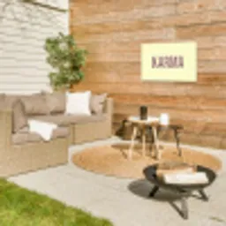 Karma - Luipaardprint - Geel Tuinposter op houten frame 2 cm dik klein -sfeer2