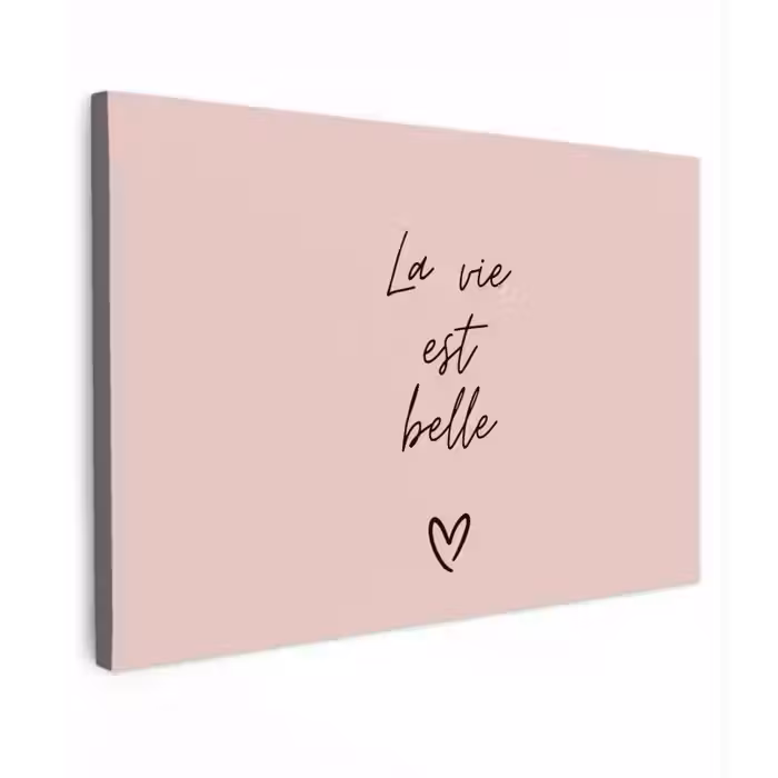 La vie est belle met Hart Tuinposter op houten frame 2 cm dik klein -3d